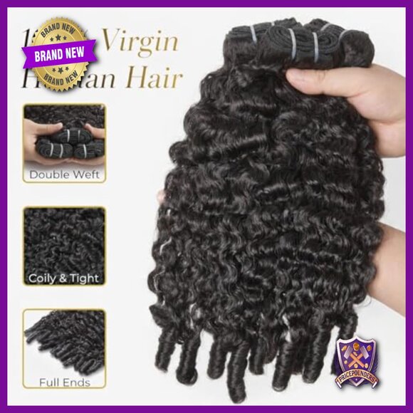16 Inch Human Hair Extensions 3 Bundle Set Virgin Brazilian Curly Sew-In